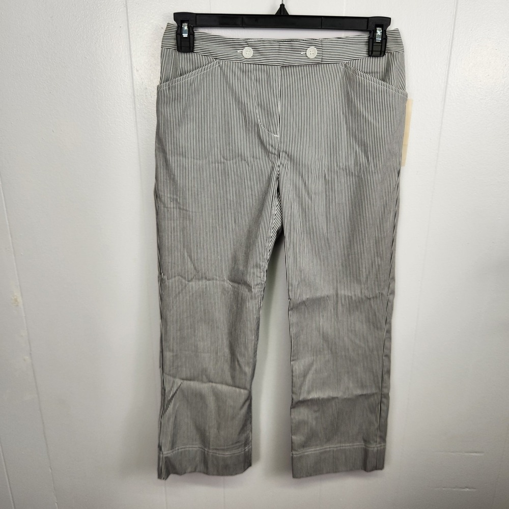 Jones New‎ York Sport Pants Womens 6 Black White Pinstripe Stretch Woven Bottoms